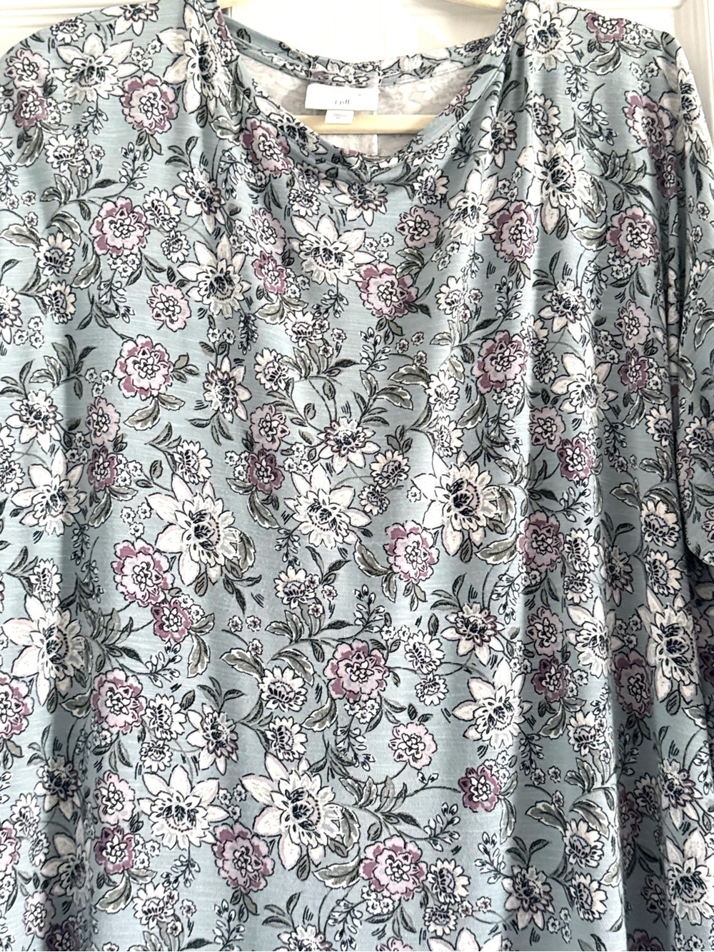 J. Jill Dusty Blue Floral Long-Sleeve Tunic - Picture 3 of 7